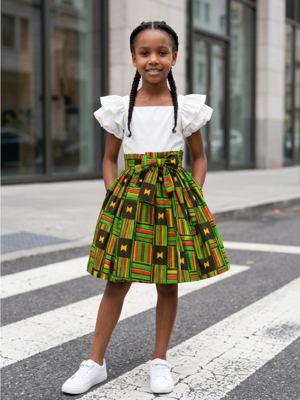 Little Girls Skirt & Head Bow Set-Kids (Child Size 5-8)